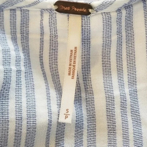 New Free People The Rosemary Striped Tie Front Crop Top  S - Picture 6 of 7